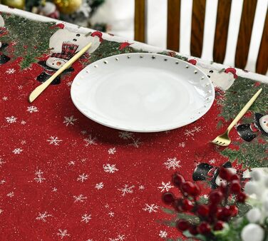 Модна червона різдвяна скатертина у формі сніговиків 100 x 100 см, червона Artoid Mode