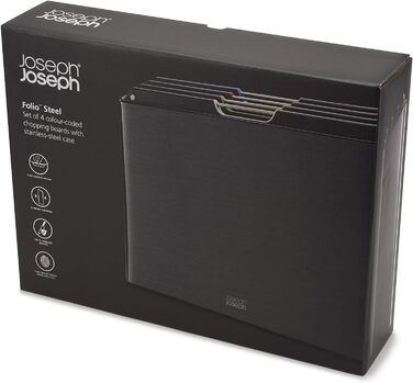 Набір обробних дощок, 4 предмети в корпусі, чорний Folio Steel Joseph Joseph
