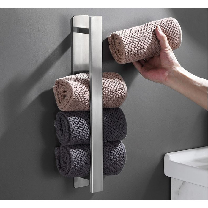 Вішалка для рушників настінна, срібляста JINWCISM