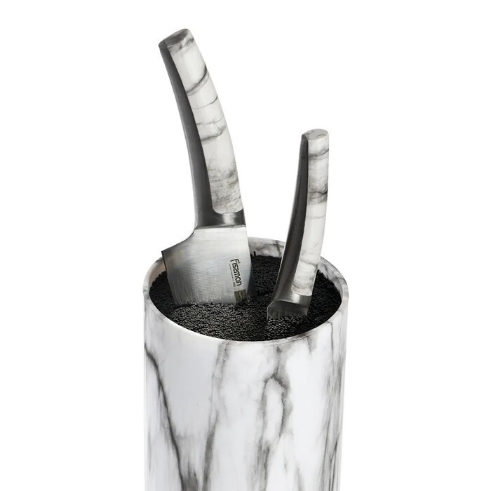 Підставка для кухонних ножів та ножиць Fissman 10x22 см пластик мармур (12873)