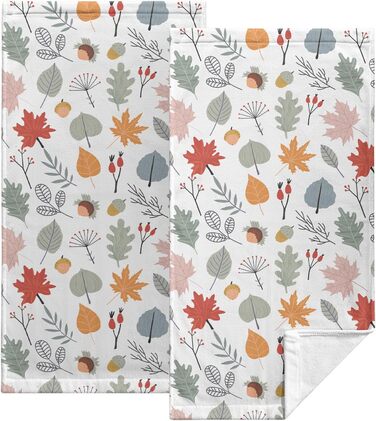 Різдвяні кухонні рушники Kwlegh, рушник для рук, різдвяна ялинка, цукерка-тростина, сніжинка, рушник для пальців, набір з 2 шт. , милий чоловічий банний рушник, високопоглинаючі рушники, 36 x (осіння рослина)