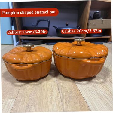 Емальована жаровня у формі гарбуза 1,5 л з кришкою, помаранчева SMELEYOU