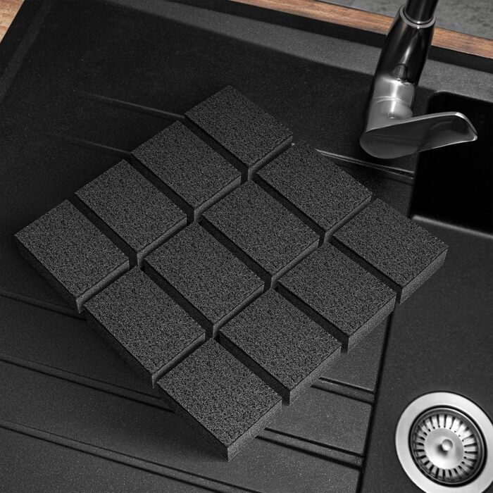 Набір губок для миття посуду 12 шт. чорний Black Sweden Home