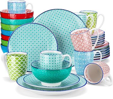 Фарфоровый набор посуды 32 предмета, разноцветный vancasso