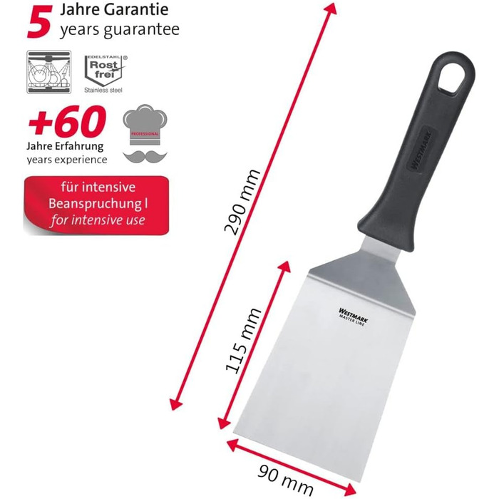 Профессиональных токаря/шпателя для гриля (угловые, жесткие) с перфорированным и закрытым лезвием, нержавеющая сталь/пластик, Master Line, черный/серебристый, 134422E6, 29 см (закрытый, 2 шт.), 2 шт., 2