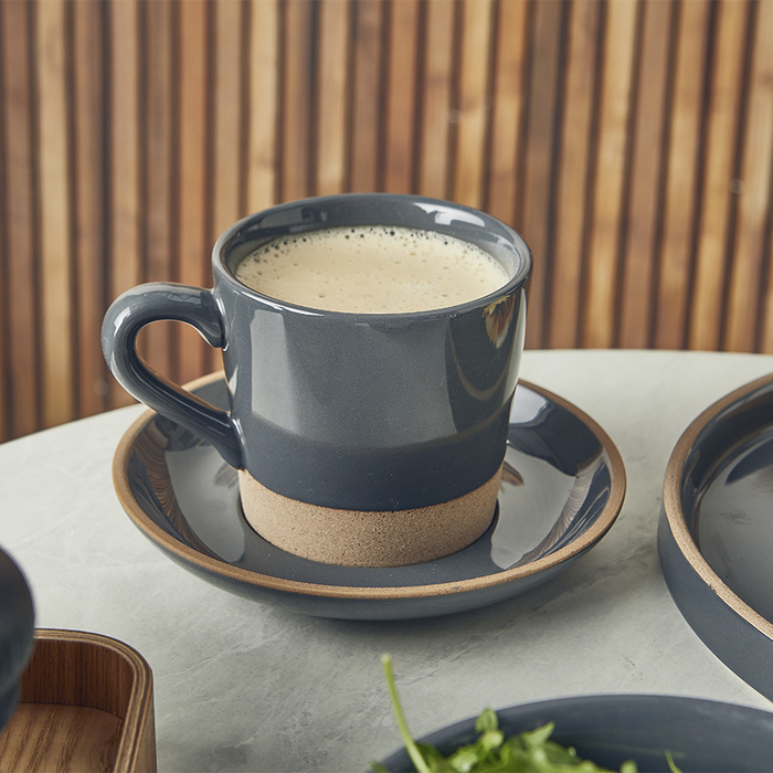 Блюдце 16 см, сіре, Kava Dark Grey Stoneware, GenWare