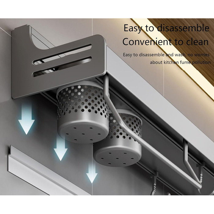 Настінний органайзер для кухонного приладдя 80 см сірий Giural