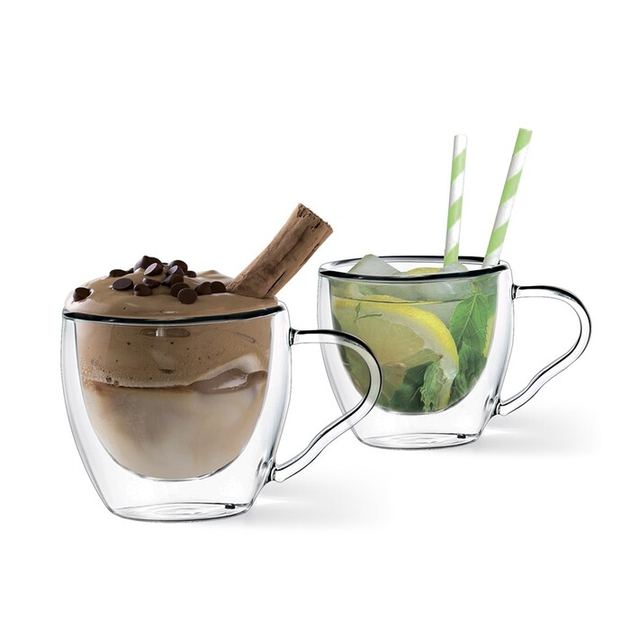 Набір з 2-х склянок Fissman з подвійними стінками 90 мл жароміцне скло (16495)