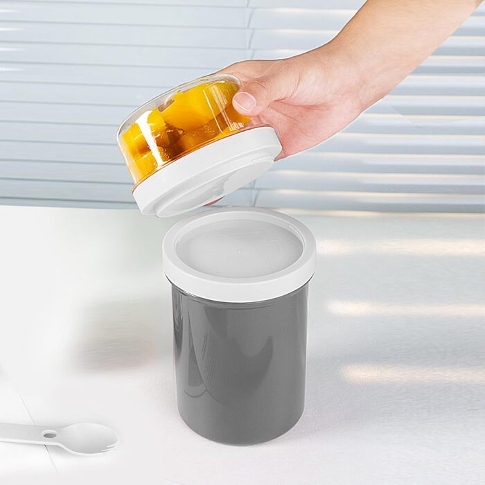 Стаканчик для пластівців 800 мл із ложкою, сірий Acasimo