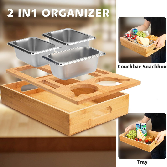 Органайзер для снеків з 3 мисками 40 х 26 х 8 см CENOVE