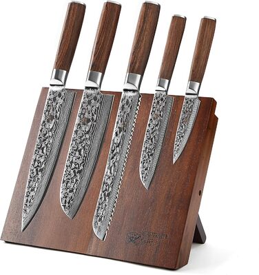 Набор из 5 ножей на магнитной подставке, серебристые Captain Cut