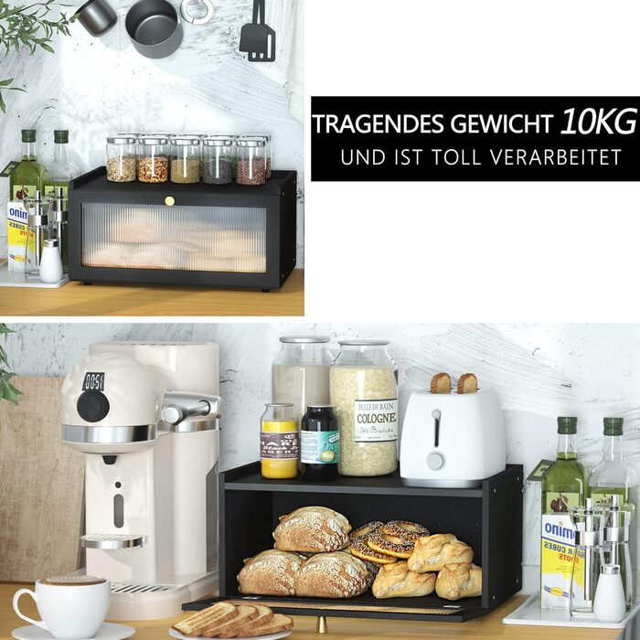 Бамбукова хлібниця 40 x 25 x 21 см чорна AINILE