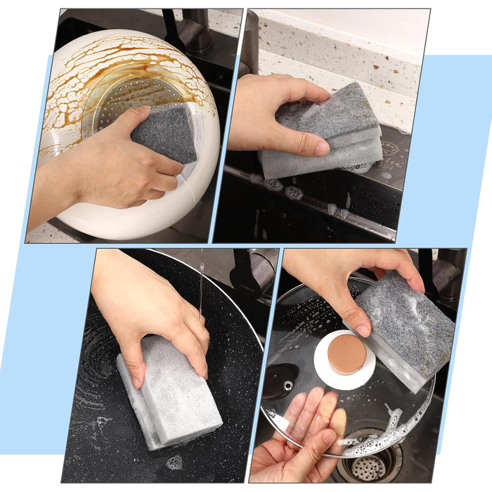 Набір губок для миття посуду 12 шт. 10 x 7 x 4,5 см сірий dusaniyali