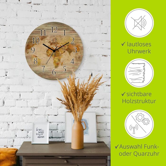 Настінний годинник, безшумний круглий  30 см ARTLAND