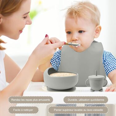 Набір дитячого столового посуду, 11 предметів, сірий NATNAV