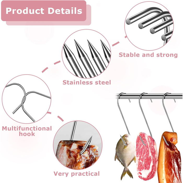 Набор крючков для коптильни из нержавеющей стали 20 шт 15 см SOGHO