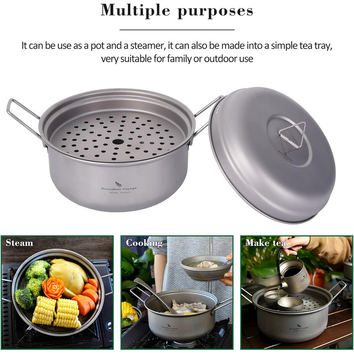 Кемпінг титановий горщик 1800 мл iBasingo