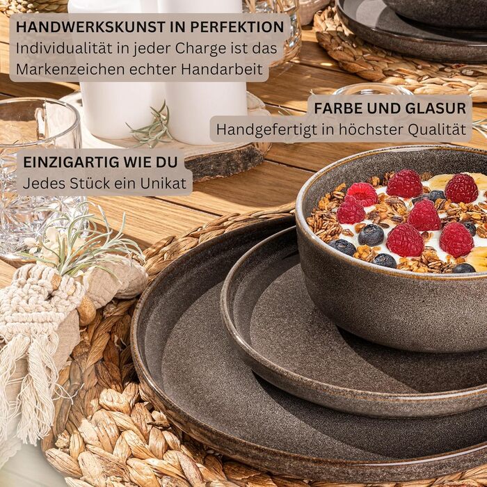 ПОСУД Комбінований сервіз на 6 персон, набір тарілок кавовий кухоль макаронна миска 30 шт. , набір посуду з керамограніту посудомийна машина - мікрохвильова піч - стійкий до подряпин, набір посуду з керамограніту КОЛЕКЦІЯ ЦІННОСТЕЙ (Каїрський графіт, миск