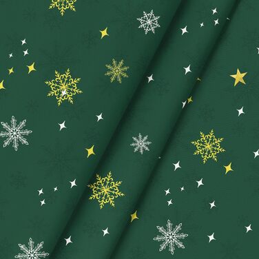 Модна різдвяна скатертина зі сніжинками, ялинками та зірками 140x110 см, зимова стійка до плям скатертина для кухні, декор для вечірки (кругла 140 см, зелена)