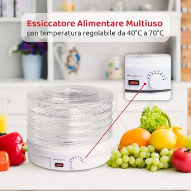 Дегідратор на 5 полиць 250 Вт, білий Melchioni