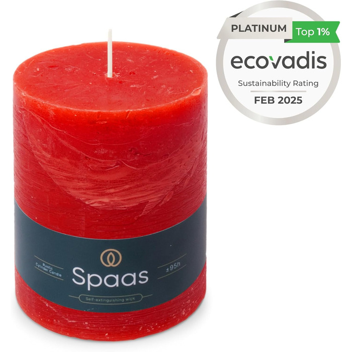 Свічка Spaas Rustical Pillar, 100/130 мм, 95 год, чорна (червона)