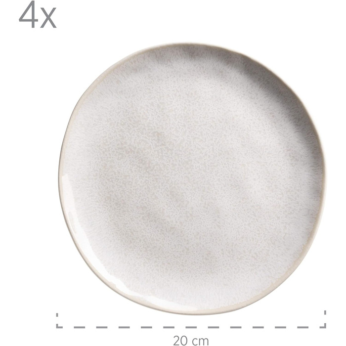 Серия MSER Frozen, Набор керамической посуды на 4 персоны, Комбинированный сервиз из 16 предметов с органическими формами, Сервиз с цветными крапинками, Керамогранит, Белый