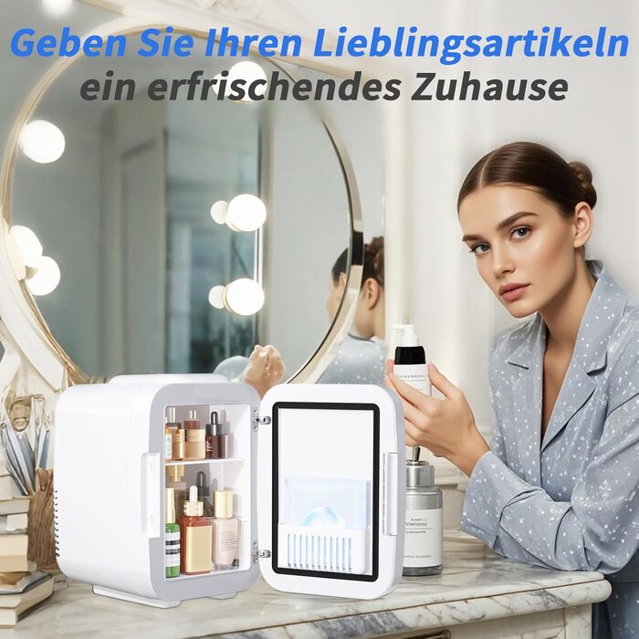 Міні-холодильник зі світлодіодним дзеркалом 4 л білий YASHE