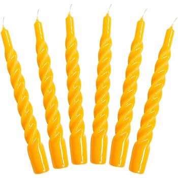 Свічки з крученим конусом, виготовлені в Італії, доступні 25 кольорів, лаковані настільні свічки, спіральні свічки з тривалим часом горіння 5 годин, декоративні свічки, 6 шт. , 2,2 x 21 см (жовті)