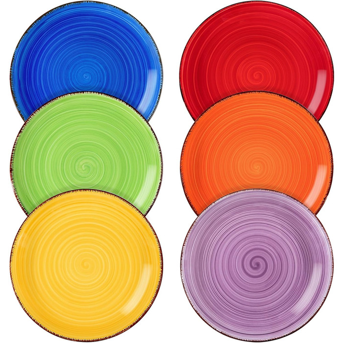 Кераміка для тарілок для торта vancasso, плоска тарілка BONITA з 6 предметів, набір десертних тарілок для тарілок для макаронів Ø 18,8 см (7,5 дюйма, барвиста серія02)