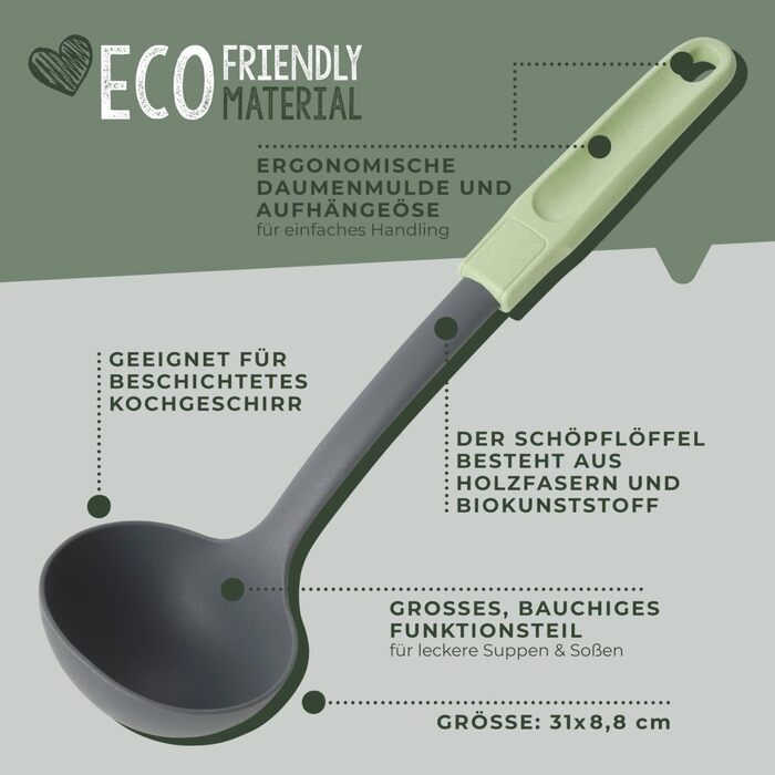 Ополоник 31 см сіро-зелений Ecolution Fackelmann