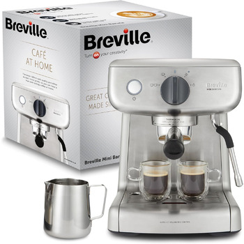 Кавоварка Breville Barista Max з портафільтром Еспресо-машина/кавоварка з вбудованою кавомолкою та спінювачем молока Резервуар для води 2,8 л Італійський насос 15 бар Нержавіюча сталь VCF126 шт. Бариста з кавомолкою (Бариста без кавомолки)