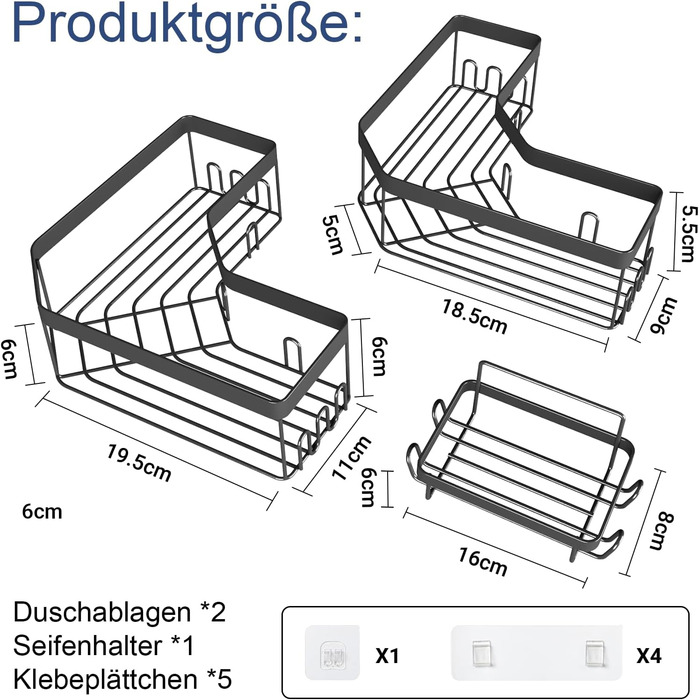 Полка для душа 3 в 1, нержавеющая сталь RUIHANDA