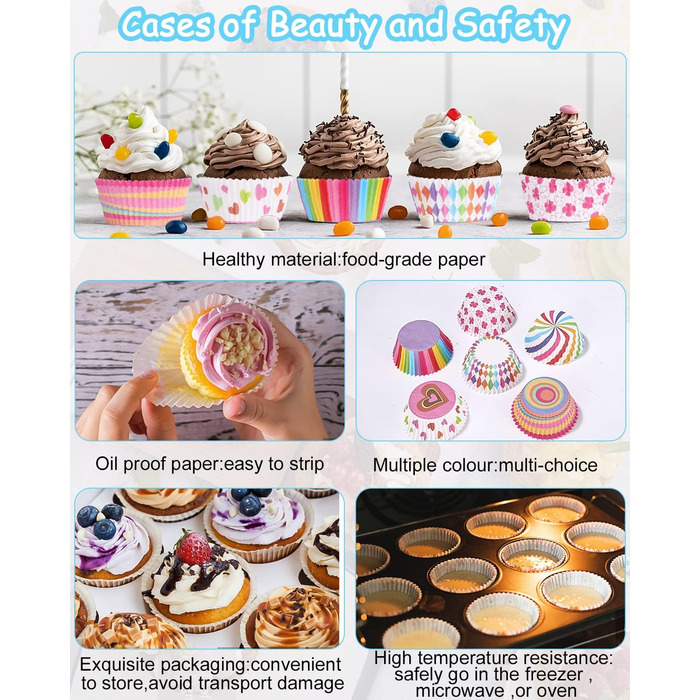 Набор из 300 бумажных формочек для мафинов, разноцветный Xespis