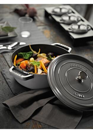 Кокот круглий 28 см, сірий графіт Staub