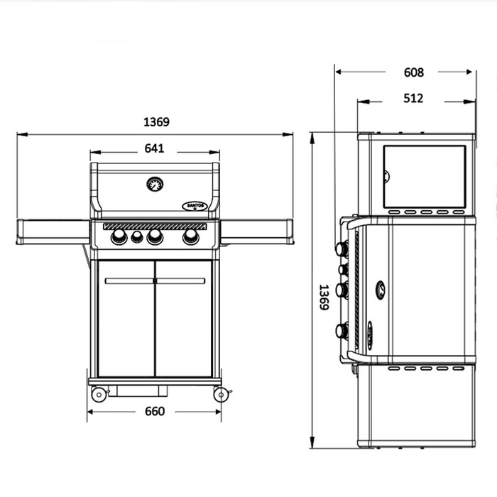 Газовый гриль SANTOS S-301 Black, с боковой горелкой, черный 900235 Код: 010949