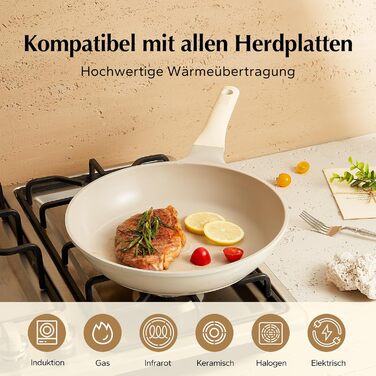 Сковорода 28 см з кришкою, керамічне покриття Redchef