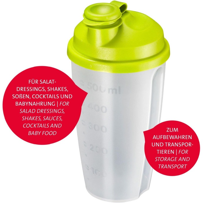 Спінер для салату Westmark, об'єм 5 л, ø 26 см, пластик, без бісфенолу А, Fortuna, колір прозорий/червоний, 243222E2 (яблучно-зелений, стандартний шейкер)