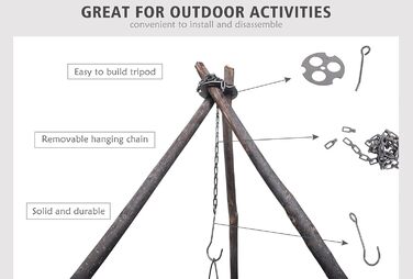 Кемпінгова титанова регульована вішалка для горщиків Ti9012O iBasingo