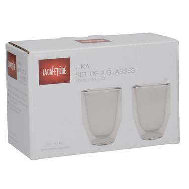 Набір чашок із подвійними стінками CreativeTops FIKA, скло, 70 мл, 2 шт.