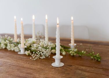 Свічки з крученою конусною формою, виготовлені в Італії, доступні 25 кольорів, лаковані настільні свічки, спіральні свічки з тривалим часом горіння 5 годин, декоративні свічки, 6 шт. , 2,2 x 21 см (слонова кістка)