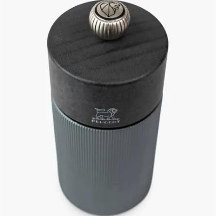 Подарунковий набір Line - Млин для перцю Млин для солі 12 см Лійка для спецій - Класичне регулювання помелу - Алюміній Деревина, сертифікована PEFC - Duo Line Carbon