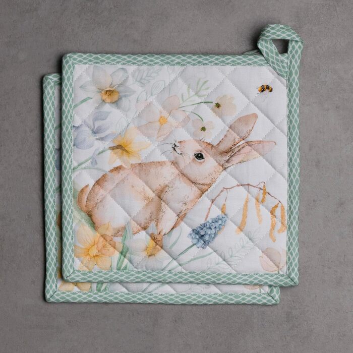 Рукавички для духовки Maison d&39 Hermine, підставки для каструль, 100 бавовна, термостійкі кухонні рукавички, рукавички для духовки (19 см x 33 см) та підставки для каструль (20 см x 20 см) для приготування їжі, Morzine - рукавички для духовки на День по