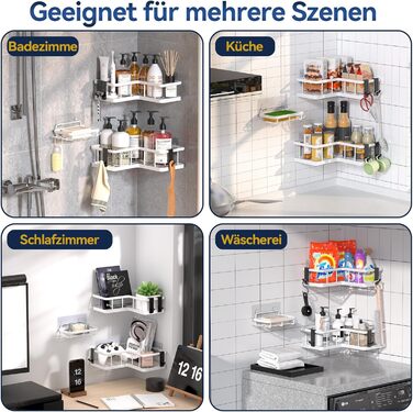 Набір кутових полиць для душу, 3 предмети, білий YASONIC