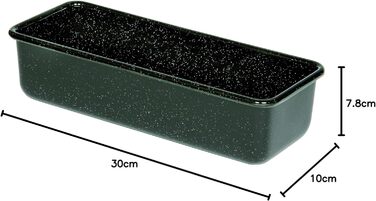 Професійна форма для випічки пекаря, форма для королівського торта, ємність 1,7 літра, висота 7,8 см, ширина 10 см, довжина 30 см, емаль, чорна, форма для випікання хліба, індукція, емальована форма для випічки, форма для випічки хліба, 0638-022