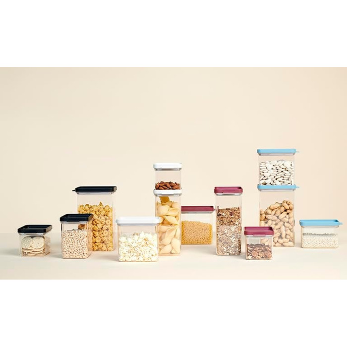 Банки для хранения Mepal с крышками - Герметичные и штабелируемые контейнеры для хранения - Хранение и организация на кухне - Можно мыть в посудомоечной машине - 700 мл, 1100 мл и 2000 мл - Черный (набор из 3 шт., Nordic White)