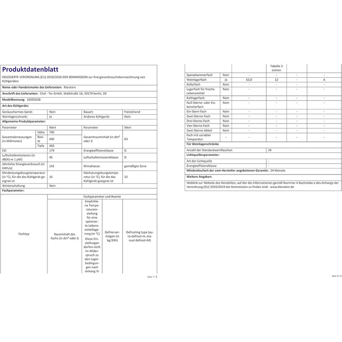 Винний холодильник до 24 пляшок чорний Klarstein