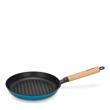 Кругла пательня-гриль Fissman з дерев`яною ручкою 24x3,5 см чавун (4045)