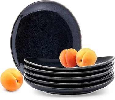 Тарелки для завтрака на 6 человек 15 x 13 см, черные Konsimo