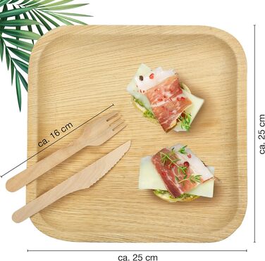 Набір тарілок з пальмового листя, квадратні, 75 предметів Moritz & Moritz