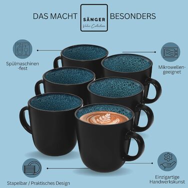 Кам&39яні миски для пасти 6 предметів, набір мисок для пасти на 6 осіб, набір мисок, придатний для миття в посудомийній машині та мікрохвильовій печі, велика багатофункціональна миска темно-сірого кольору 750 мл VALUE COLLECTION (Vigo, кавова кружка 6 пре